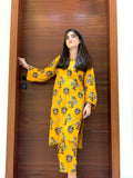 Iqra Kanwal 2 Pcs Women's Stitched Linen Printed Suit